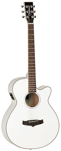SHAPE: Super Folk TOP: Spruce BACK: Mahogany SIDES: Mahogany BRACING: Tapered Parallel by Micheal Sanden NECK (MATERIAL): Mahogany FINGERBOARD: Rosewood BRIDGE: Rosewood BINDING (TOP): ABS Black & ... Tanglewood TWTSFCEWH Evolution