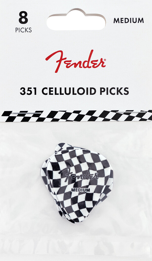 Fender® 351 Celluloid Picks, checker (8) 