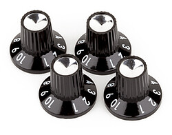 Fender® Amp Pot Knob Push on bk/sv (4)  