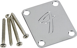 Fender® Neckplate "F" 4-​hole chrome  