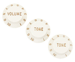 Fender® Strat® Pot Knobs (V/​T/T) parchm. 