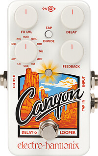 Der EHX Canyon hat mehr drauf als viele wesentlich größere Pedale. Vom überragenden Digital Delay und warmem Tape Echo bis …... Electro Harmonix Canyon Delay/Looper