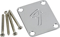 Fender® Neckplate "F" 4-​hole chrome  