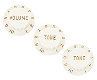 Fender® Strat® Pot Knobs (V/​T/T) parchm. 