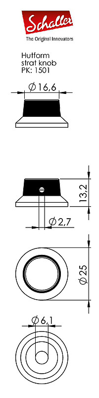 Schaller Strat(TM) Knob black chrome (3) 